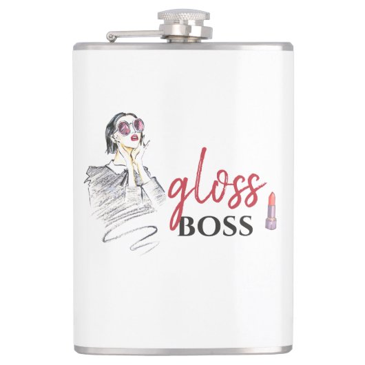 Modern Gloss Boss Girl Black Red Funny World Art Heupfles (Voorkant)