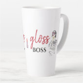 Modern Gloss Boss Girl Black Red Funny World Art Latte Mok (Rechterhoek)