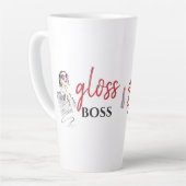 Modern Gloss Boss Girl Black Red Funny World Art Latte Mok (Linkerhoek)