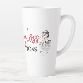 Modern Gloss Boss Girl Black Red Funny World Art Latte Mok