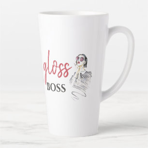 Modern Gloss Boss Girl Black Red Funny World Art Latte Mok