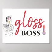 Modern Gloss Boss Girl Black Red Funny World Art Poster (Voorkant)