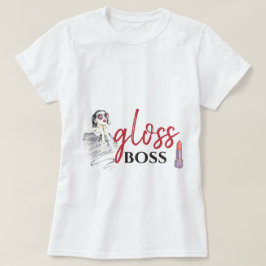 Modern Gloss Boss Girl Black Red Funny World Art T-shirt