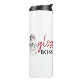 Modern Gloss Boss Girl Black Red Funny World Art Thermosbeker