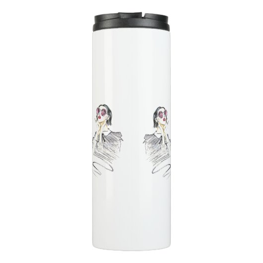 Modern Gloss Boss Girl Black Red Funny World Art Thermosbeker (Achterkant)