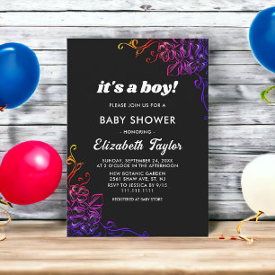 Modern Glow Neon Kleuren Rozen Bloemen Baby shower Kaart