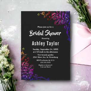 Modern Glow Neon Kleuren Rozen Bloemen Vrijgezelle Kaart