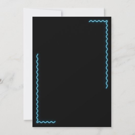 Modern Glow Script Blue Neon Wavy Afstuderen Foto Aankondiging (Achterkant)