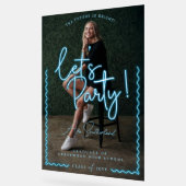 Modern Glow Script Blue Neon Wavy Afstuderen Foto Acryl Bord (Hoek)