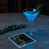 Modern Glow Script Blue Neon Wavy Afstuderen Foto Servet