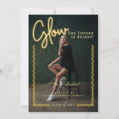 Modern Glow Script Yellow Neon Wavy Afstuderen Fot Aankondiging (Voorkant)