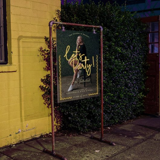 Modern Glow Script Yellow Neon Wavy Afstuderen Fot Acryl Bord