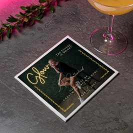 Modern Glow Script Yellow Neon Wavy Afstuderen Fot Servet