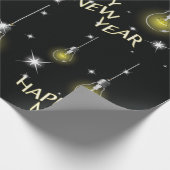 Modern Glowing Light Bulbs Happy New Year Cadeaupapier (Hoek)