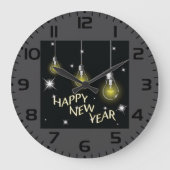 Modern Glowing Light Bulbs Happy New Year Grote Klok (Voorkant)