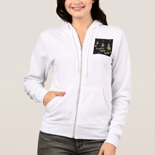 Modern Glowing Light Bulbs Happy New Year Hoodie (Voorkant)