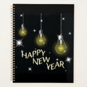 Modern Glowing Light Bulbs Happy New Year Planner (Voorkant)