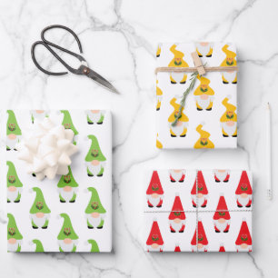 Modern Gnome Pattern set Candy Cane Heart Fun Inpakpapier Vel