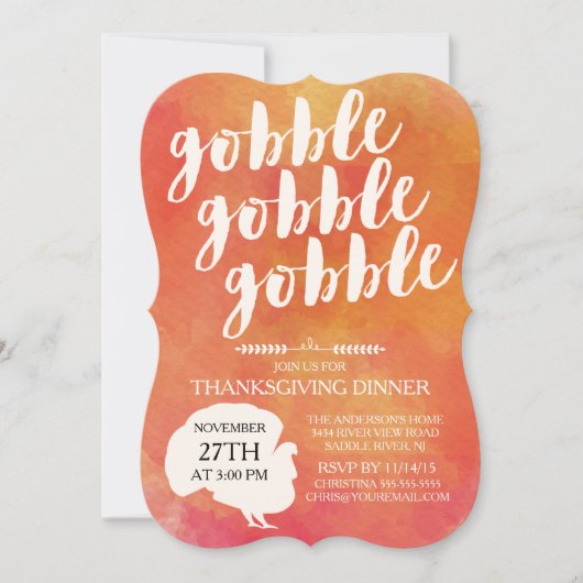Modern Gobble Turkije Thanksgiving Diner Kaart (Voorkant)