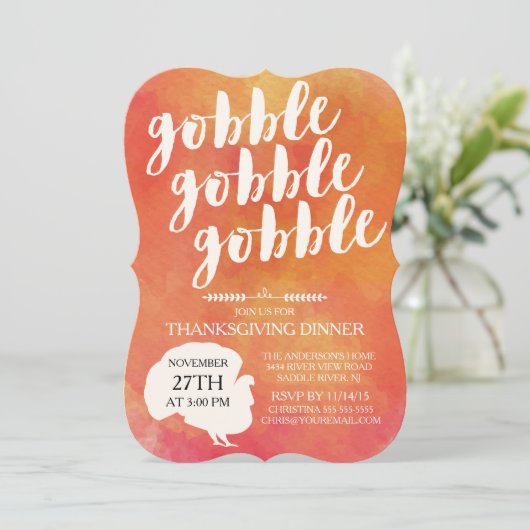 Modern Gobble Turkije Thanksgiving Diner Kaart (Staand voorkant)