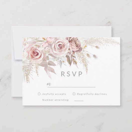 Modern Goddelijk Roos Goud Blush Bruiloft RSVP Kaartje (Voorkant)