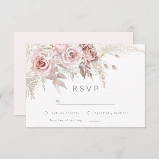 Modern Goddelijk Roos Goud Blush Bruiloft RSVP Kaartje (Voorkant / Achterkant)