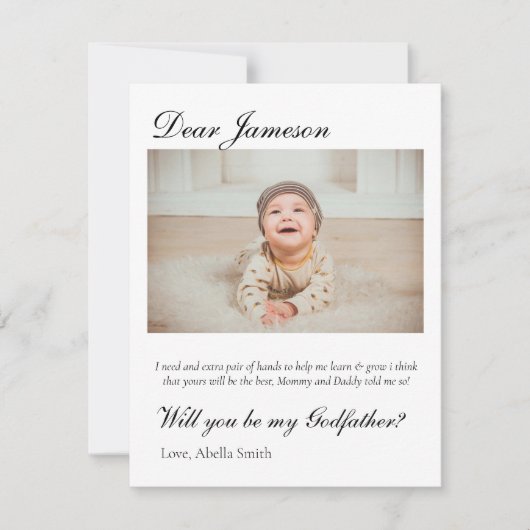 Modern Godfather-voorstel Godfather-doop Kaart (Voorkant)