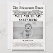 Modern Godparent Proposal Newspaper Doop Kaart (Voorkant)