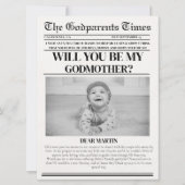Modern Godparent Proposal Newspaper Doop Kaart (Voorkant)
