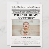 Modern Godparent Proposal Newspaper Doop Kaart (Voorkant)