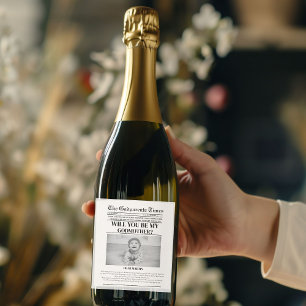 Modern Godparent Proposal Newspaper Doop Wijn Etiket