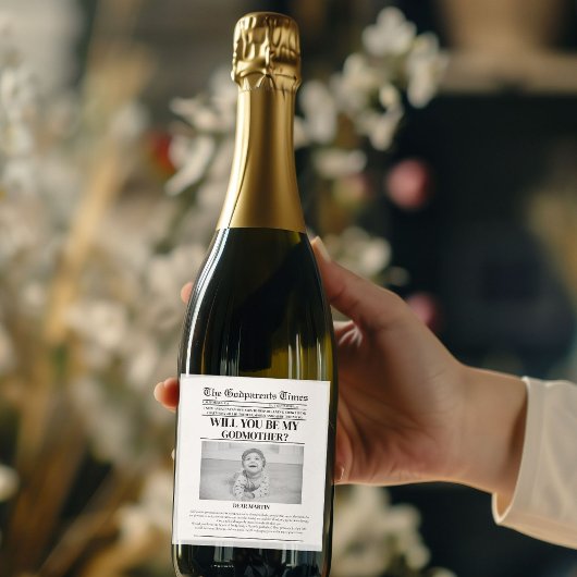 Modern Godparent Proposal Newspaper Doop Wijn Etiket