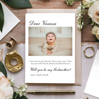 Modern Godparent-voorstel Godmother-doop Kaart