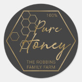 Modern Gold 100% pure Honey Jar Labels Apiary Name (Voorkant)