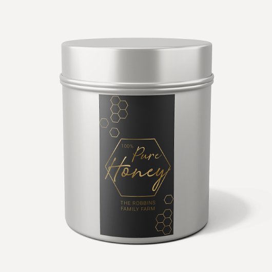 Modern Gold 100% pure Honey Jar Labels Apiary Name