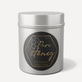 Modern Gold 100% pure Honey Jar Labels Apiary Name
