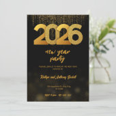 Modern Gold 2026 New Year Party Digital Kaart (Staand voorkant)