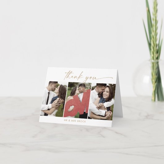 Modern Gold 3 Fototemplate ingevuld Hartelijk dank Bedankkaart (Voorkant)