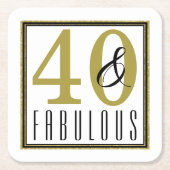Modern Gold 40 & Fabulous 40e verjaardagsfeestje Kartonnen Onderzetters (Voorkant)