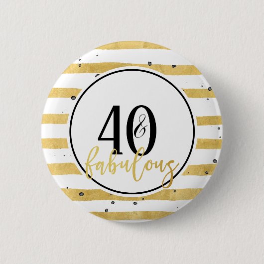 Modern Gold 40 & Fabulous Birthday Confetti Button (Voorkant)