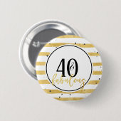Modern Gold 40 & Fabulous Birthday Confetti Button (Voorkant /achterkant)