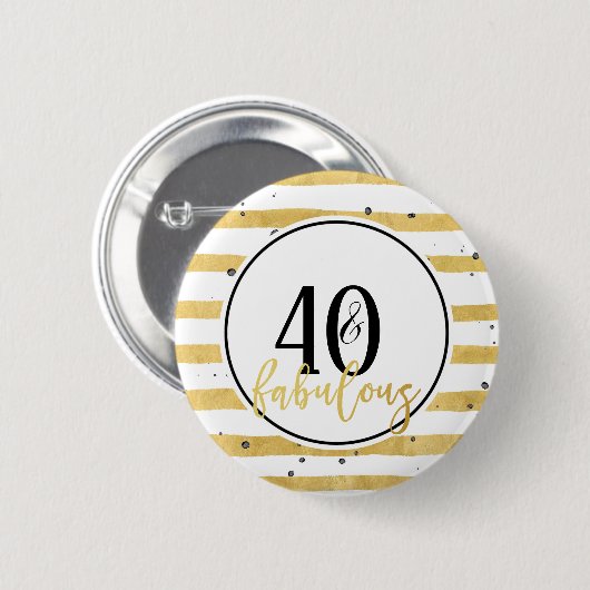 Modern Gold 40 & Fabulous Birthday Confetti Button (Voorkant /achterkant)