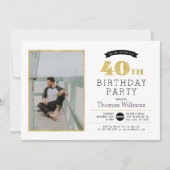 Modern Gold 40e verjaardag Fotouitnodiging Kaart (Voorkant)