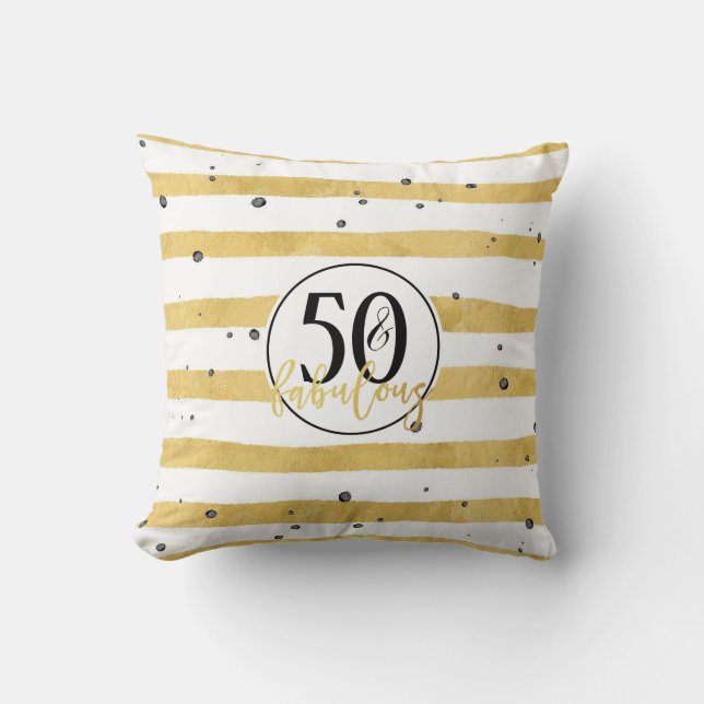 Modern Gold 50 en Fabulous Birthday Confetti Pillo Kussen (Voorkant)
