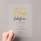 Modern Gold 50 Fabulous Birthday Acryl Uitnodigingen (Insitu (Draagbaar))