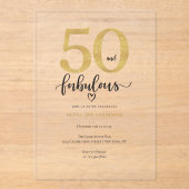 Modern Gold 50 Fabulous Birthday Acryl Uitnodigingen (Voorkant)