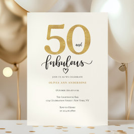 Modern Gold 50 Fabulous Birthday Kaart