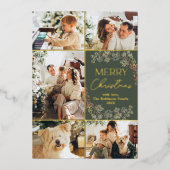 Modern Gold 5 foto familie kerst Kaart (Voorkant)