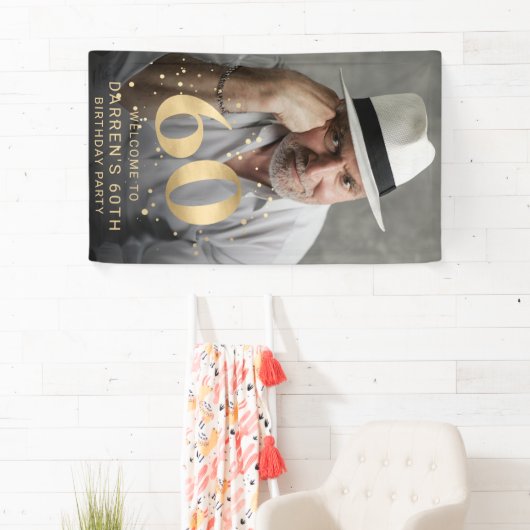 Modern Gold 60th Photo Birthday Welcome Party Spandoek (Insitu)