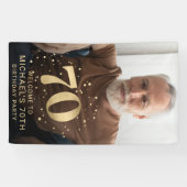 Modern Gold 70th Photo Birthday Welcome Party Spandoek (Horizontaal)